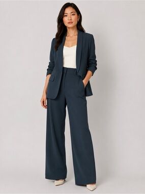 Love Bonito Navy Tailored Pantsuit Set NWT Blazer Size 4 Wide Leg Pants Size 6